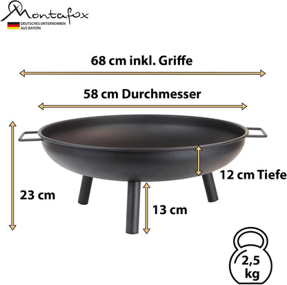 Feuerschale aus Metall Ø 58 cm – Feuerstelle für Garten & Terrasse