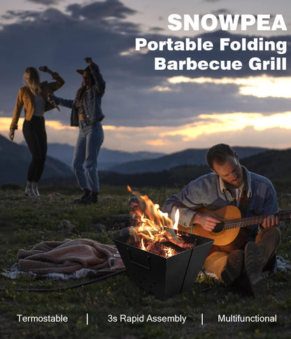 Tragbare Feuerstelle aus Metall mit Grillrost – Outdoor Feuerschale für Camping, Garten & Picknick