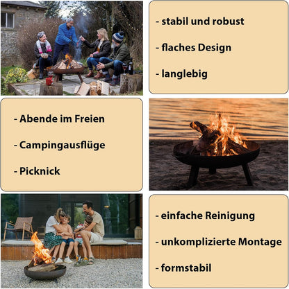 Feuerschale aus Metall Ø 58 cm – Feuerstelle für Garten & Terrasse