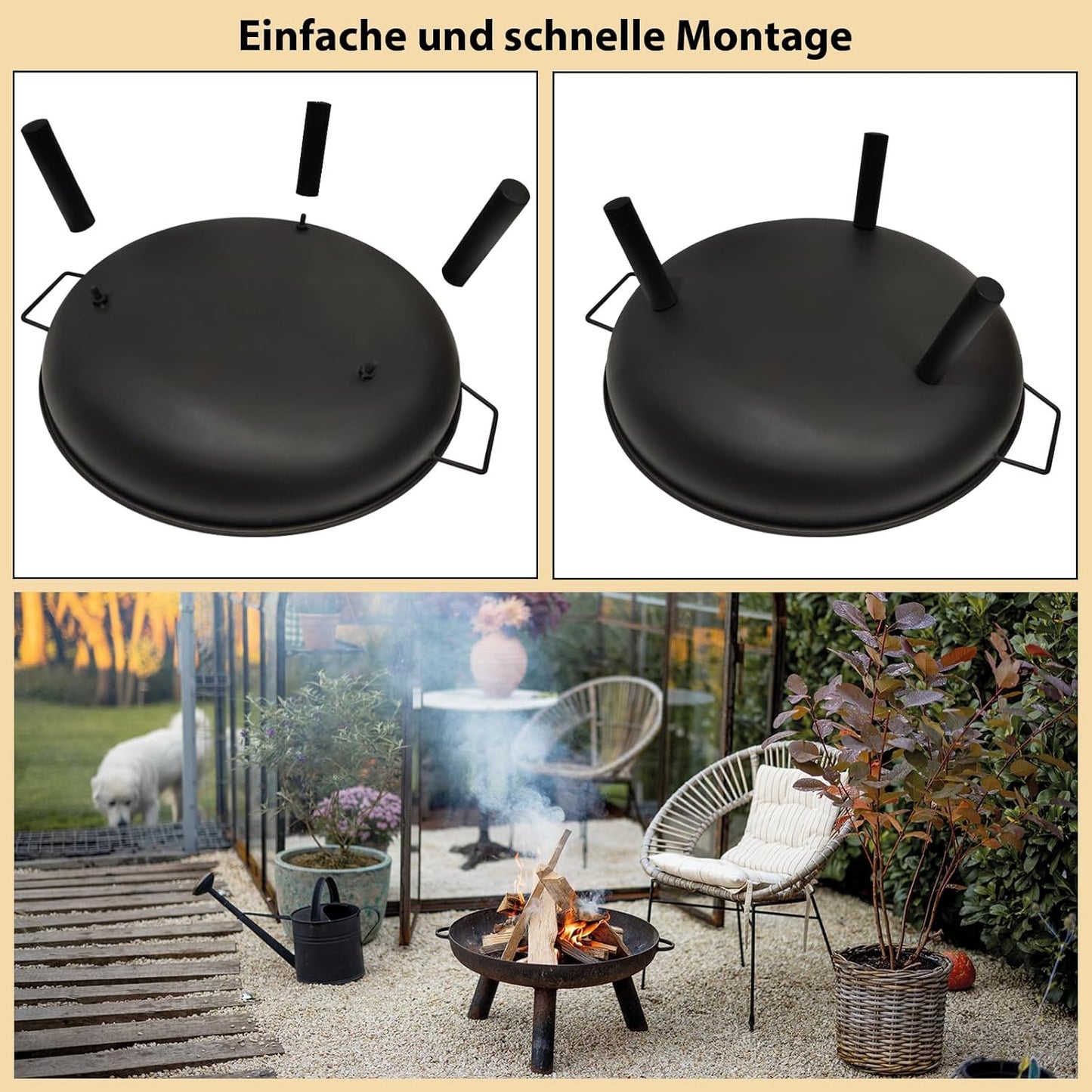 Feuerschale aus Metall Ø 58 cm – Feuerstelle für Garten & Terrasse
